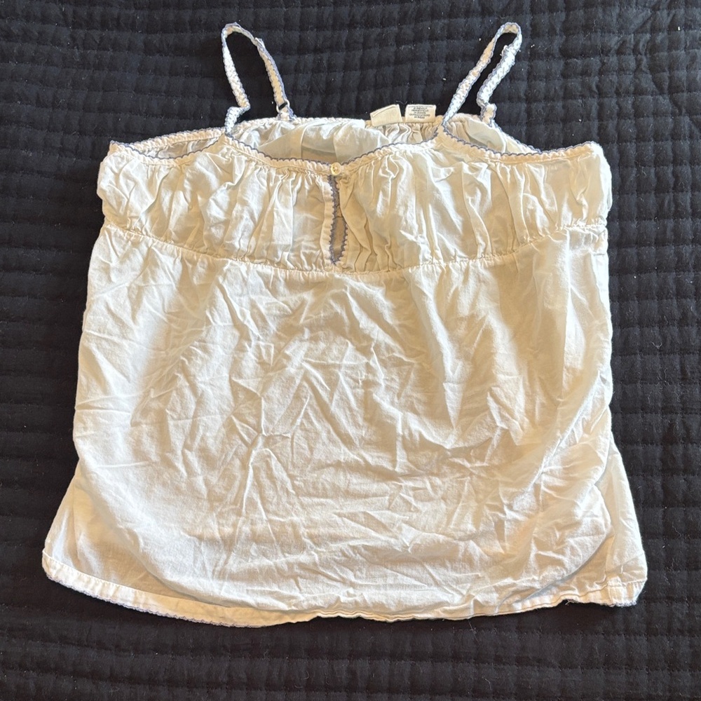 Artisan Ny Cream Cotton Sleep Cami with Lace Trim